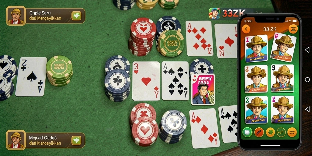Tampilan gameplay seru di 33ZK saat bermain Gaple.