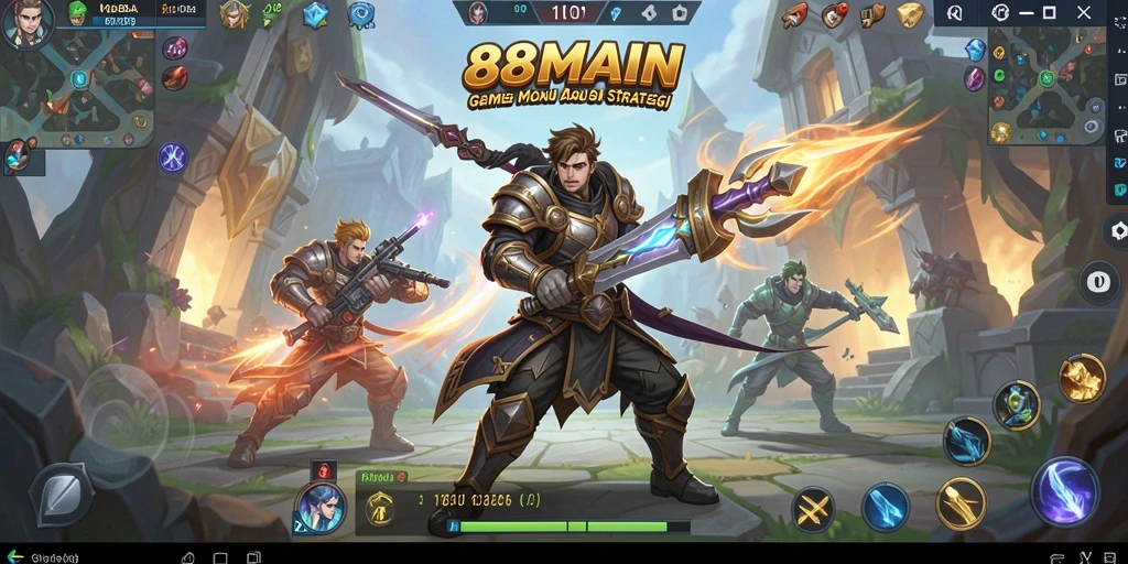 Screenshot 88MAIN menunjukkan aksi seru di arena MOBA.