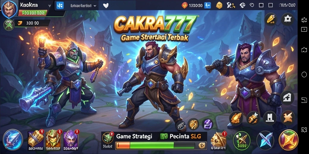 Screenshot gameplay CAKRA777 yang menampilkan strategi dan pertempuran.