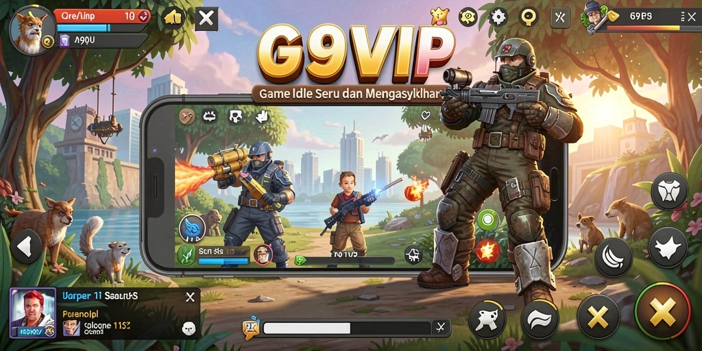 Tampilan gameplay Idle G9VIP yang menawan dan mengasyikkan.