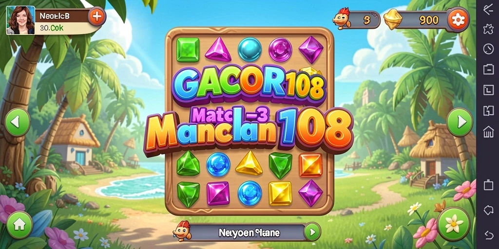 Tampilan seru gameplay GACOR108 di level Match-3.