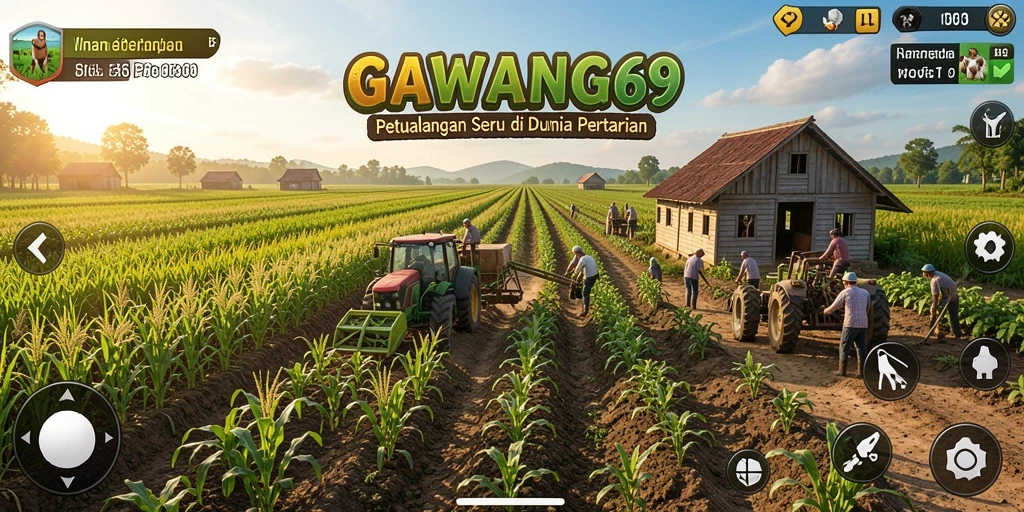 Screenshot gameplay GAWANG69 menampilkan aktivitas bertani yang seru.
