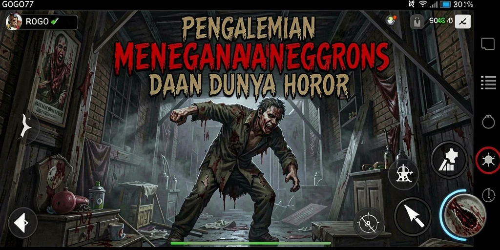 Tampilan gameplay menegangkan dari GOGO77 yang penuh dengan elemen horor.