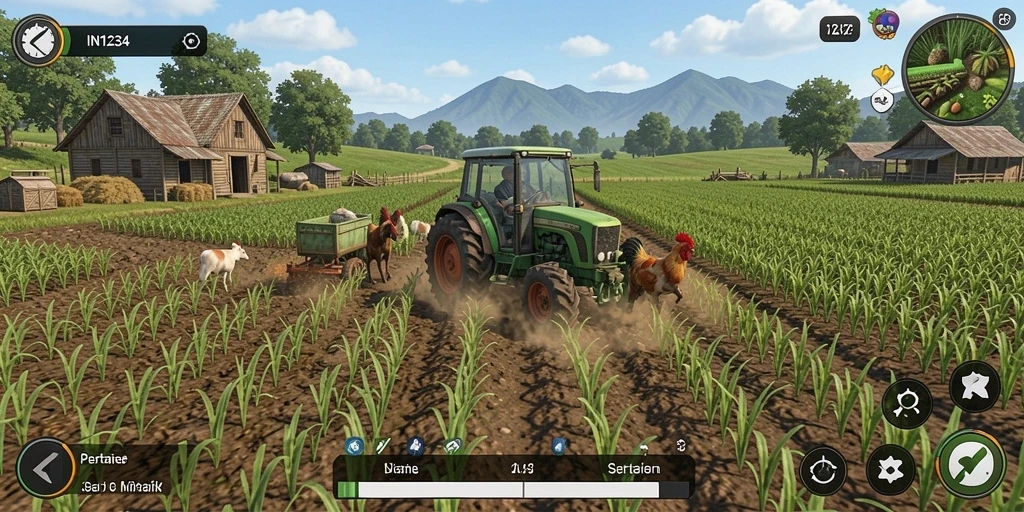 Gameplay menarik di IN1234 dengan berbagai tanaman yang dapat ditanam.