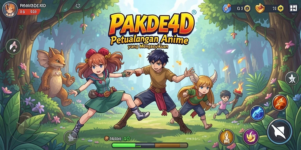 Tampilan permainan seru dalam <strong>PAKDE4D</strong> dengan karakter anime yang menarik.
