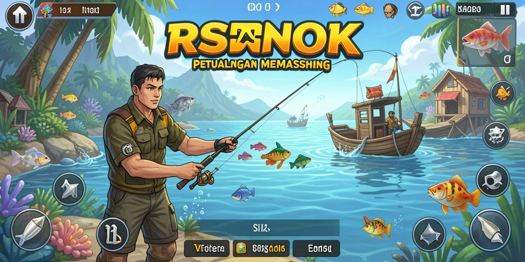 Tampilan gameplay RSNOK saat menangkap ikan dengan grafis memukau.