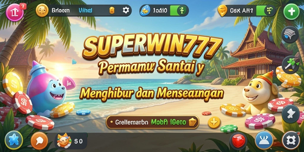Gameplay SUPERWIN777 dengan karakter ceria dan tantangan seru.