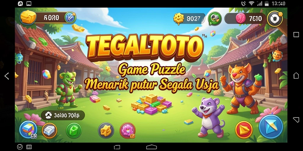 Tampilan gameplay TEGALTOTO yang penuh warna dan puzzle menarik.