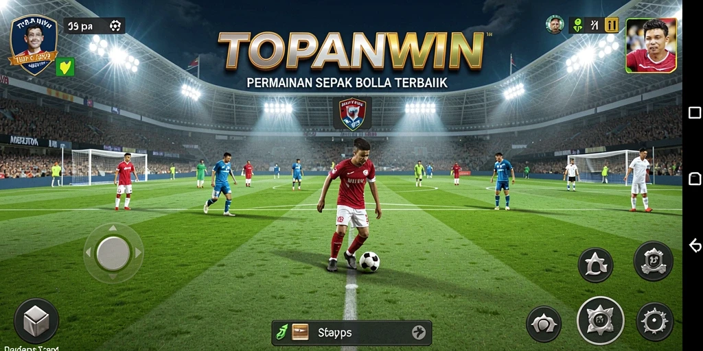 Gameplay mendebarkan dari TOPANWIN menampilkan aksi sepak bola yang seru.