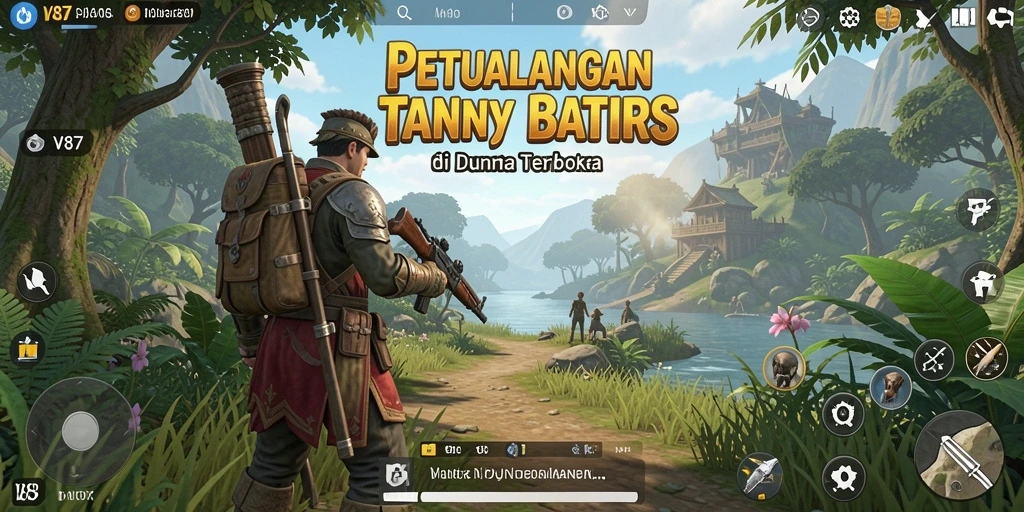 Tangkapan layar V87 menampilkan gameplay eksplorasi dunia terbuka yang mendalam.