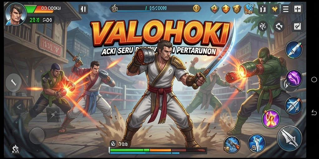 Tampilan gameplay VALOHOKI dengan aksi seru dan karakter dinamis.